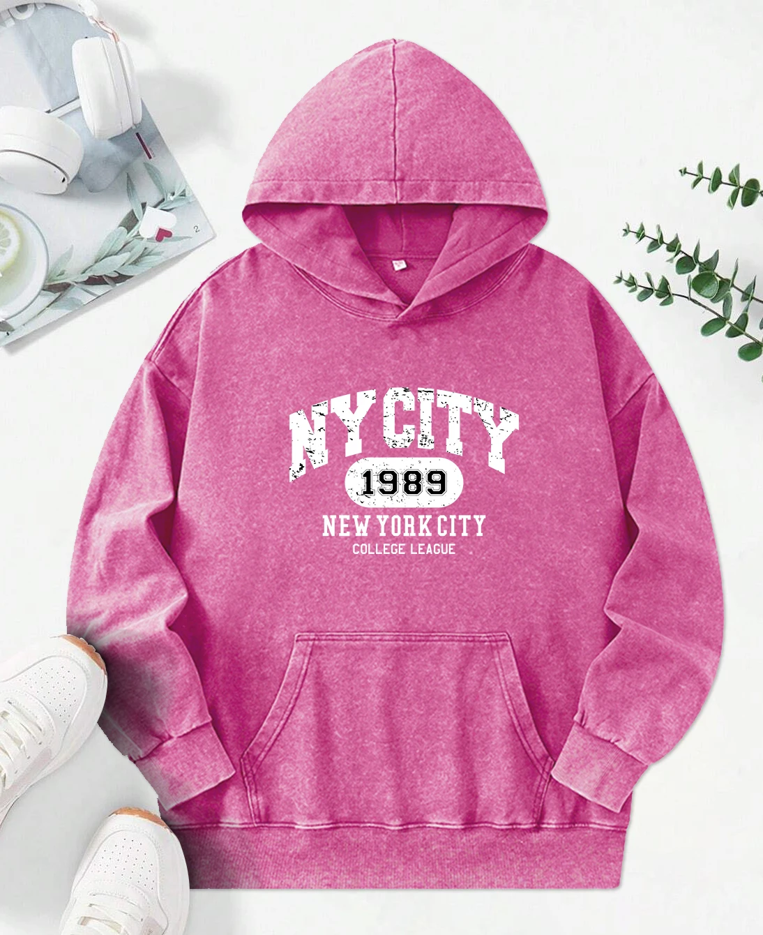 Nycity 1989 Ney York City College League Print Women Washed Hoody Autumn Trendy Clothes Cotton Pullover Soft Casual Female Hoody