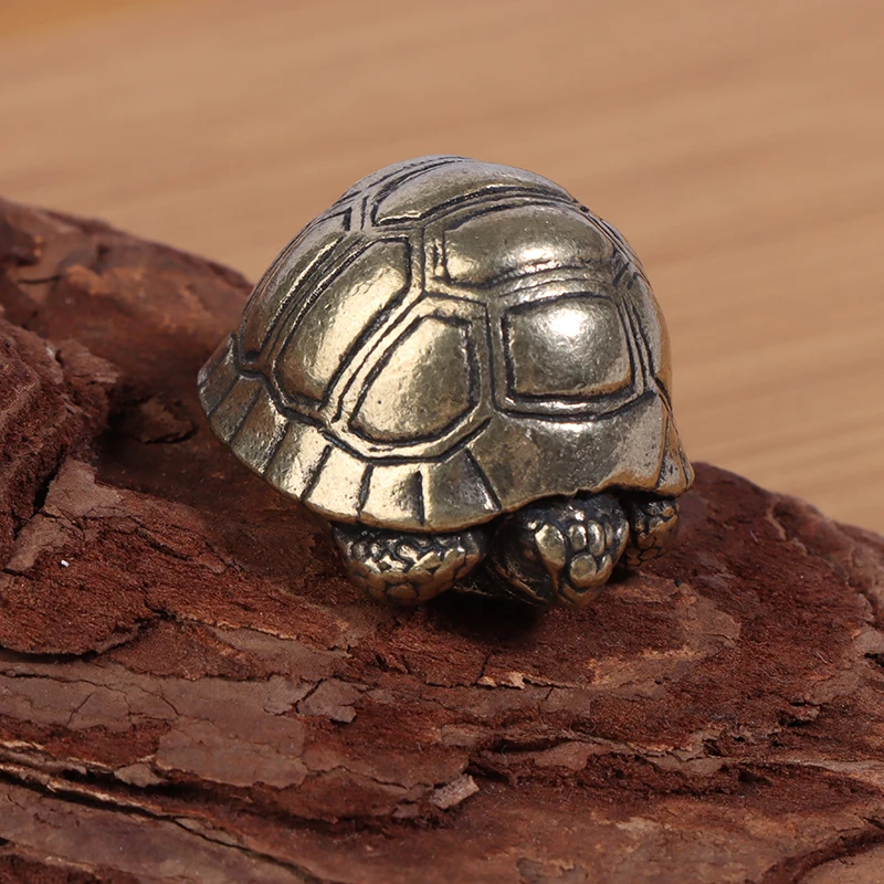 Cute Heavy Ball Shape Turtle Miniatures Figurines Antique Metal Brass Animal Tortoise Small Statue Home Table Tea Pet Ornament