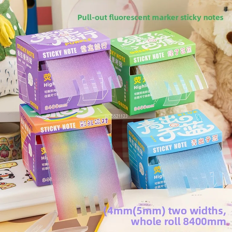 Pull-out Fluorescent Sticky Note Tear-off Tape Adhesive Index Sticker High-value Gradient Small Strip Marker Student Sticky Note