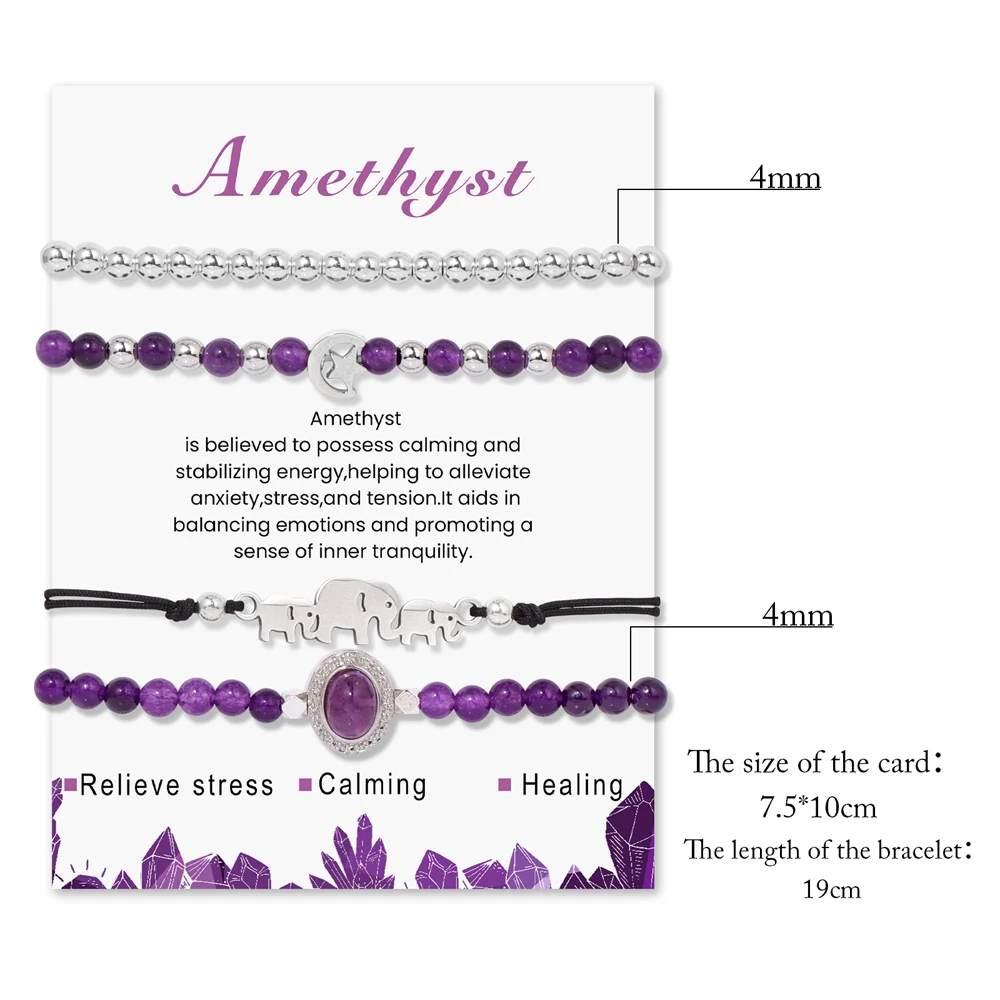 4 قطعة/المجموعة اللابرادوريت الخرز سوار الحجر الطبيعي الفضة اللون الفيل سحر حبل سلسلة أساور مجموعة للنساء الرجال المجوهرات