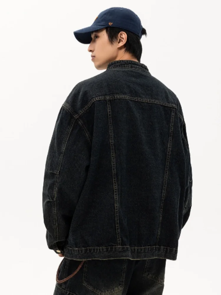 Man Denim Jacket 2026 New Autumn Japanese American Vintage Washed Distressed Denim Jacket Unisex Loose Casual Coat For Men Women