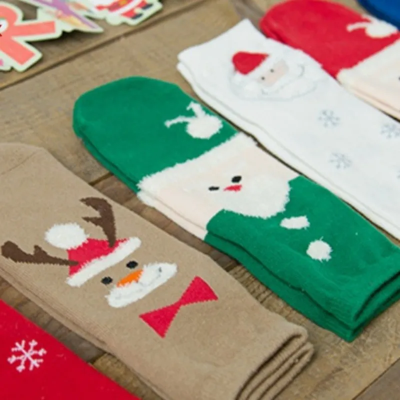 Gifts Family Cartoon Snowman Santa Elk Snowflake Cotton Pure Men Women Socks Christmas Festival 3pair/lot