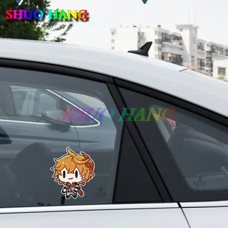 مضحك Shenhe الجوز التعبير الوجه حقيبة Genshin تأثير لعبة حقيبة سيارة ملصق دراجة نارية خوذة نافذة السيارة شارات الفينيل