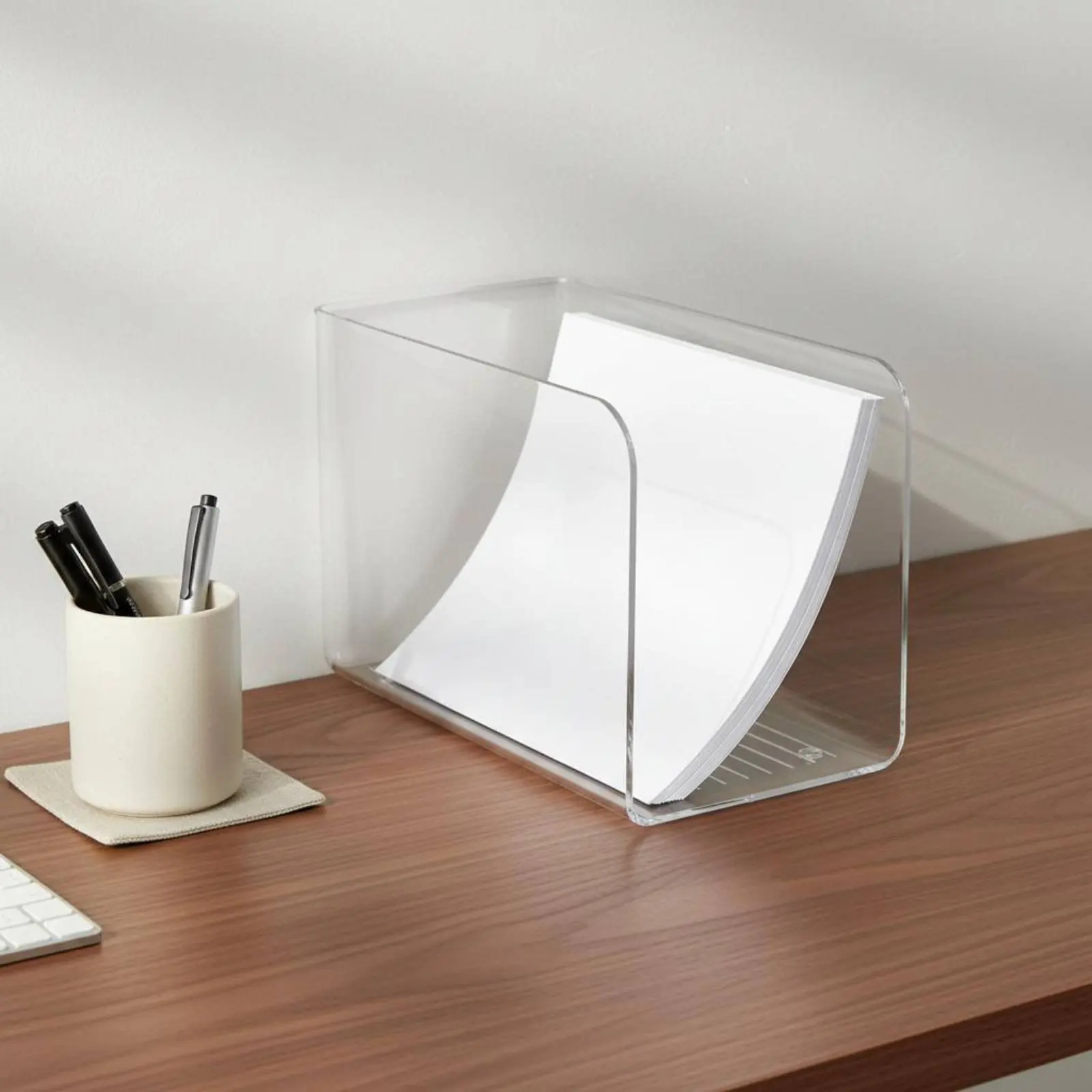 A4 Paper Storage Rack Space Saving Transparent Document Box Acrylic Book Stand Easy Reach Clear File Sorter Stackable Design
