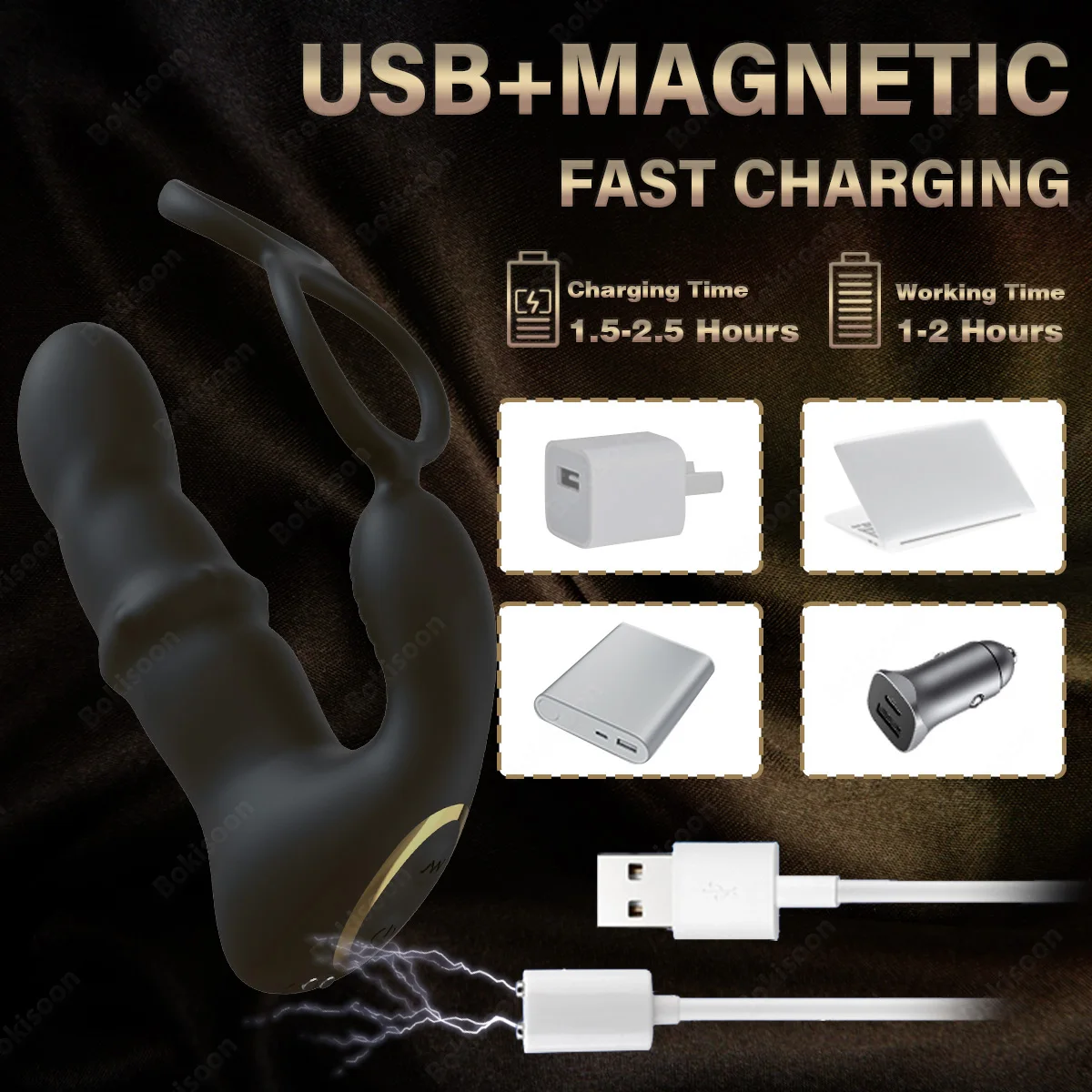 9 Wiggling Thrusting Beads Prostate Massager Vibrating Butt Plug with Penis Ring Vibrator Anal Dildo Prostate Stimulor for Men - Image 6