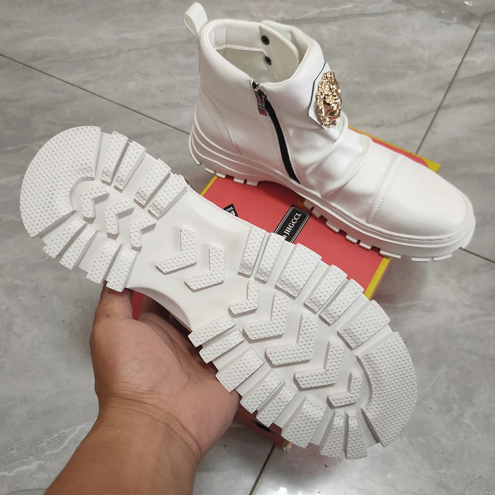 New platform white Dress Shoes loafers high-end leather boots anti-wrinkle high-top boot party wedding punk comfort shoe b3