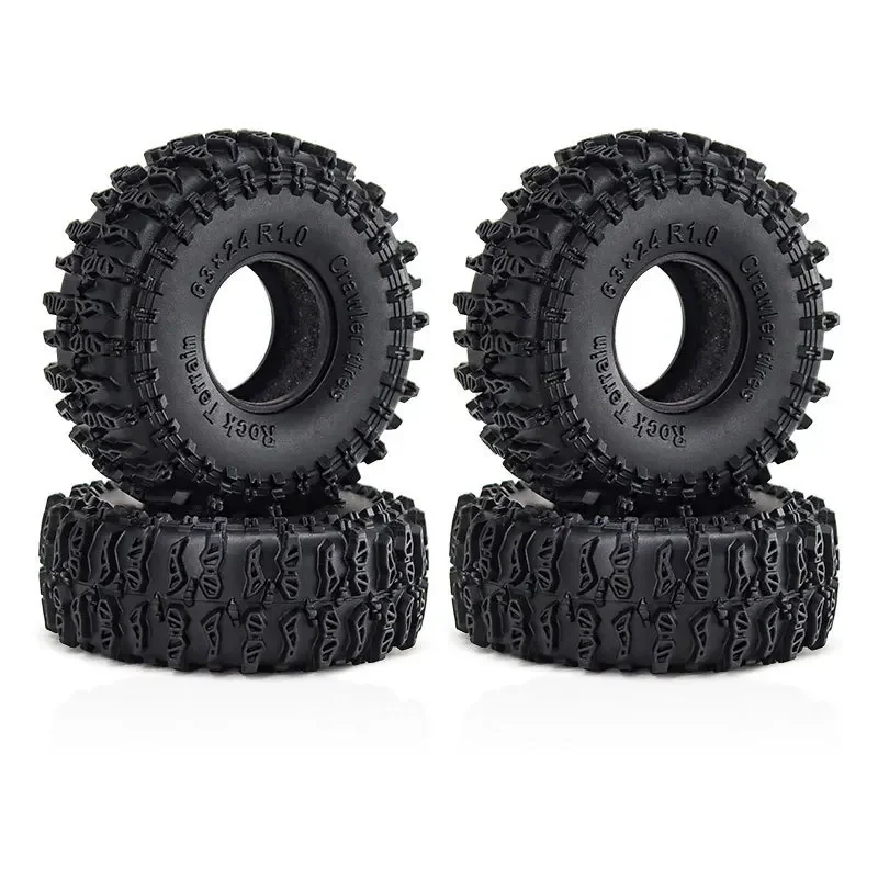 4pcs 63mm 1.0" Soft Rubber Wheel Tire for 1/18 1/24 RC Crawler Car TRX4M SCX24 AX24 Upgrade Parts Accessories