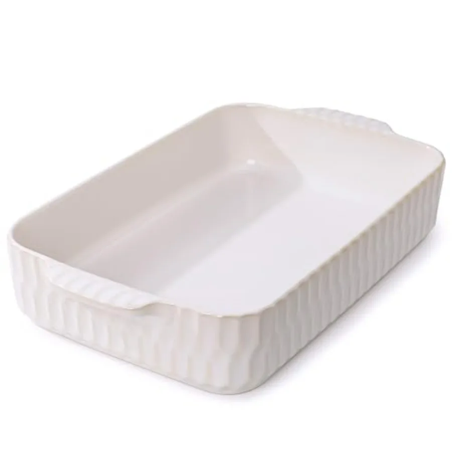 

4.7QT Casserole Dishes for Oven 9x13 Large Lasagna Pan Ceramic Baking Dish Rectangular Lasagna Pan Deep with Handles for Baking