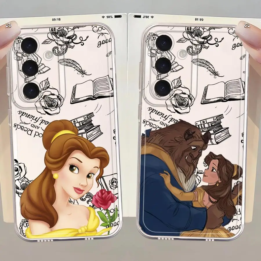 Funda para Samsung Galaxy A72 A31 A51 A12 A21s A16 A32 A52s A50 A52 A71 Funda transparente La Bella y La Bestia