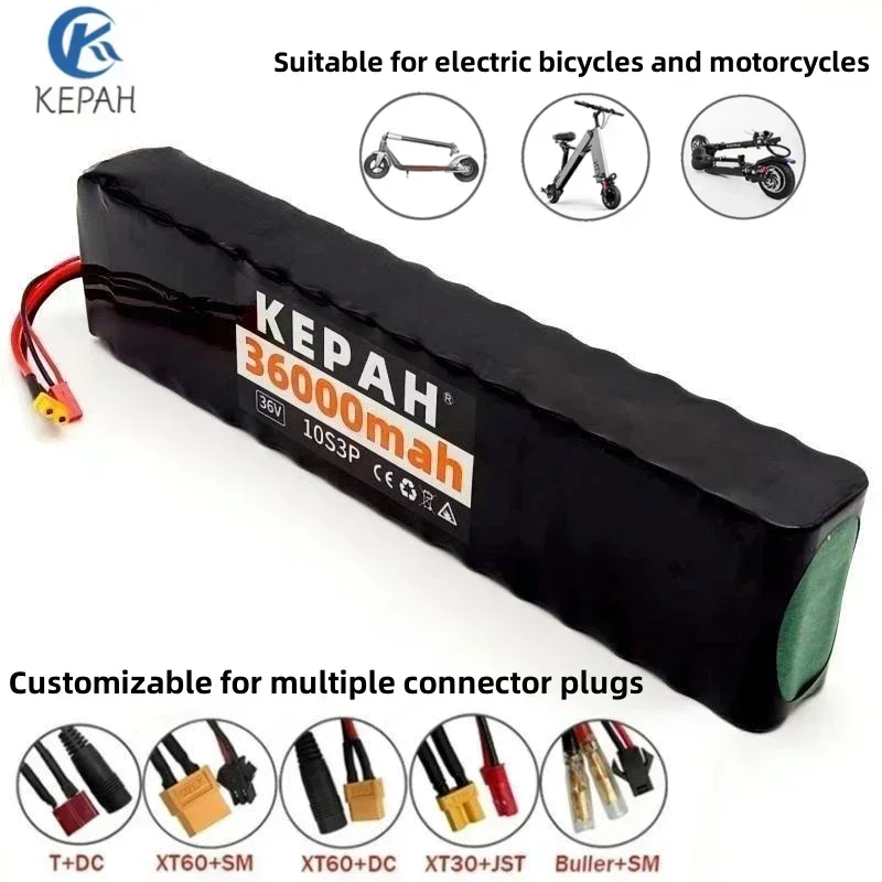 36V 36000mAh 18650 Rechargeable Lithium Battery Pack 10S3P Power Modified Bicycle Scooter Electric Vehicle with BMS