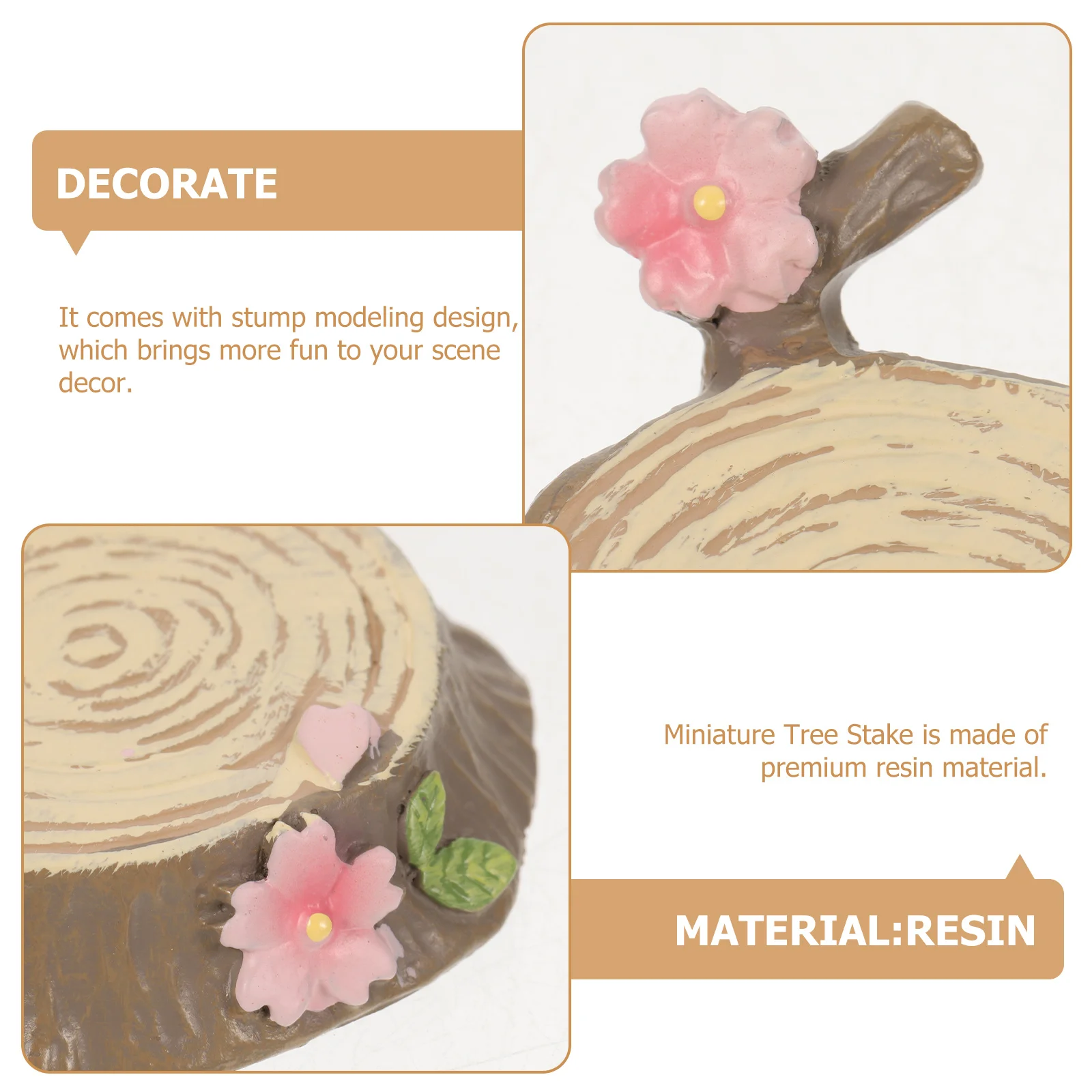 

2pcs Miniature Tree Stump Decor Resin For Garden Yard Balcony Micro Landscape Ornament Fairy Garden Accessories