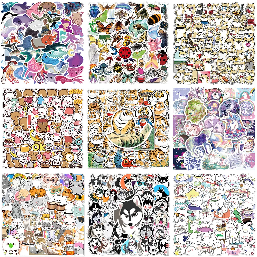 10/30/50PCS Cute Small Animal Stickers Series Cartoon Unicorn Graffiti Laptop Helmet Luggage Phone iPad DIY Decoration Wholesale