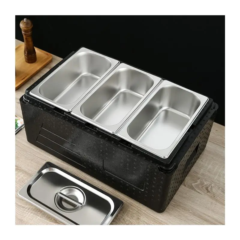 Large Capacity Stainless Steel Insulated Food Box for Street Vendors Rice Foam Box Cold Preservation Box Catering Container