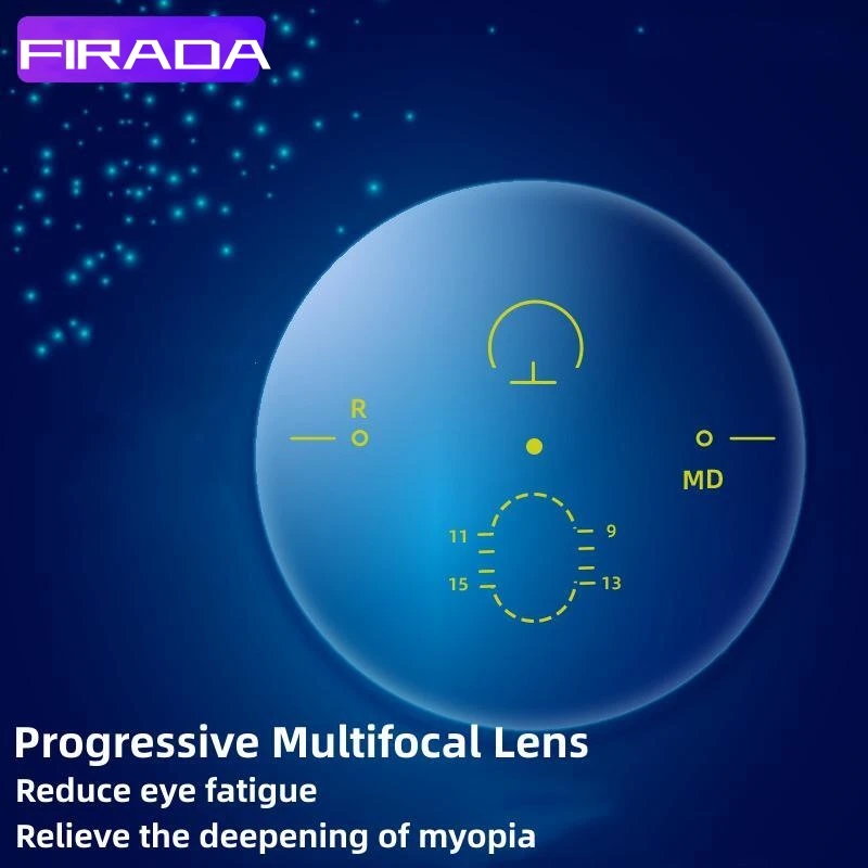 

FIRADA 1.56 1.61 1.67 1.74 HMC Anti-reflection Anti-scratch Aspherical Progressive Multi-focus Optical Prescription Glasses Lens