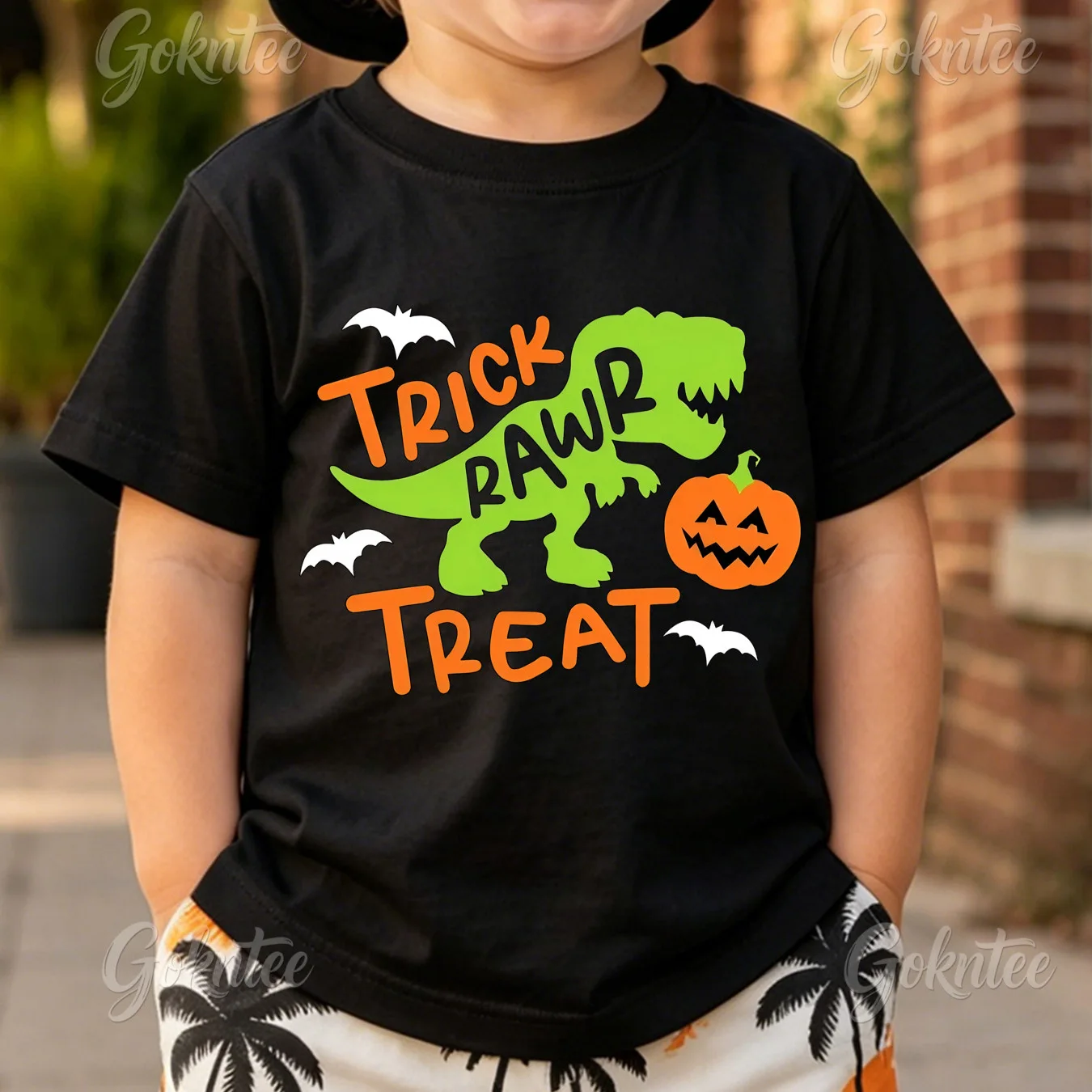 Spooky Season Toddler T-Shirt Funny Dinosaur Skeleton Ghost Pumpkin Shirts Kids Halloween Tee