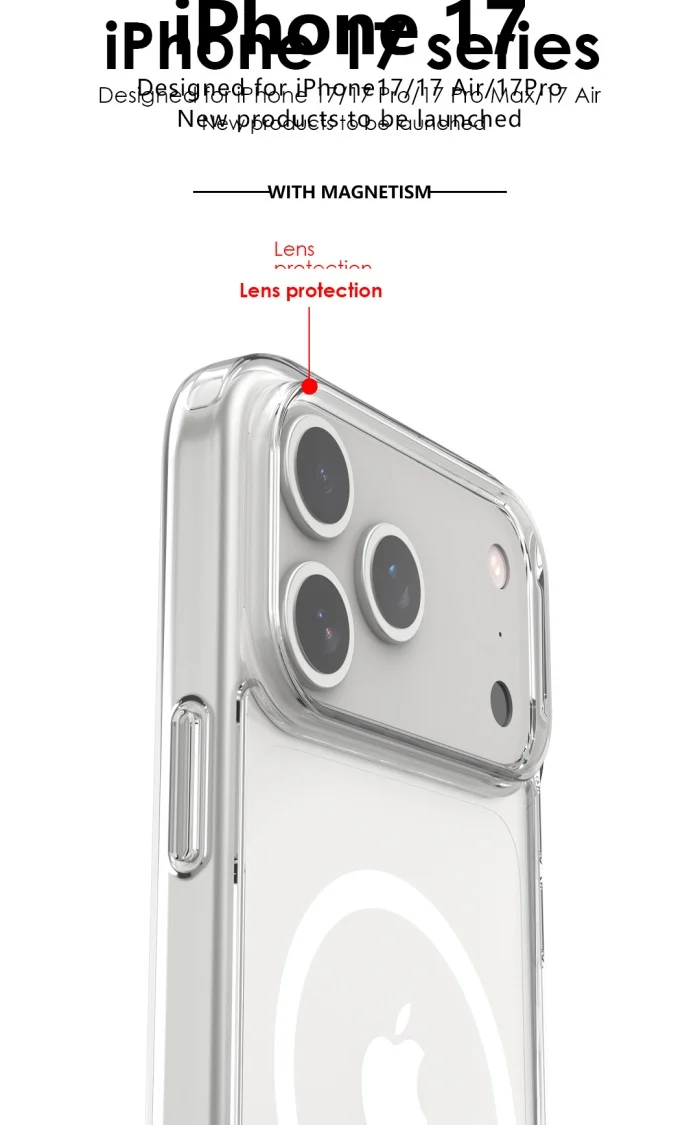 Shockproof For Magsafe Clear Magnetic Wireless Charge Case For iPhone 17 Air 17 Pro Max Hybird Hard Acrylic Back Cover Bumper - náhled 5