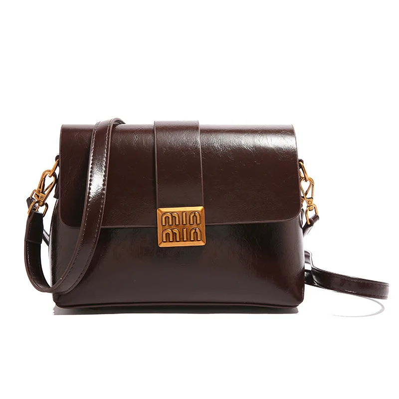 

Waxed Leather Bucket Bag, Vintage Crossbody Bag with Chain Strap, Unique Shoulder Purse for Women, Soft Slouchy Fall Winter Bag