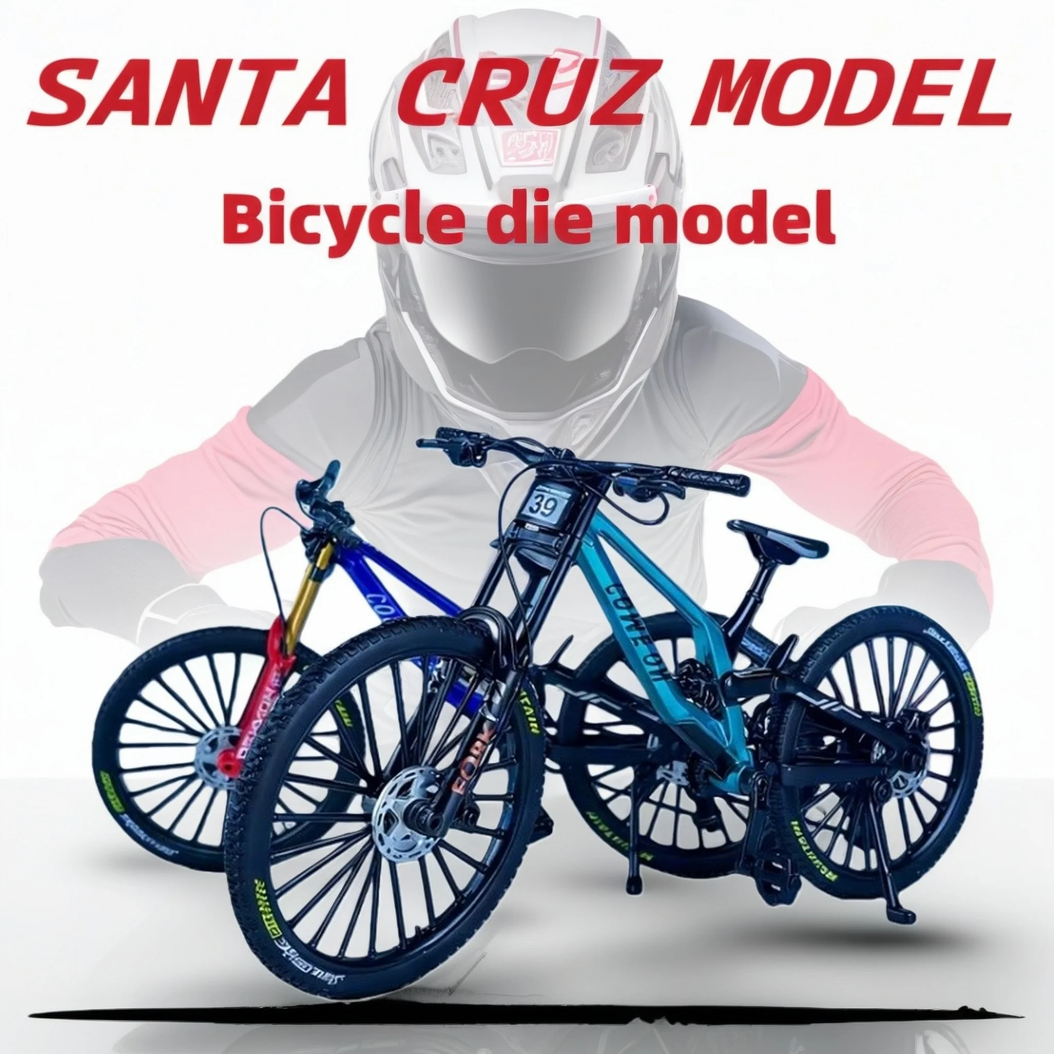1:8 All-Terrain Mountain bicycle Die-Made Model with realistic suspension and brakes, suitable for indoor and outdoor display.