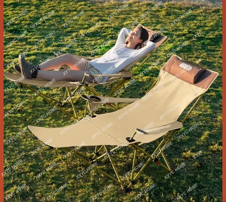 Outdoor recliner lunch break folding portable camping  office nap  folding  beach moon chair