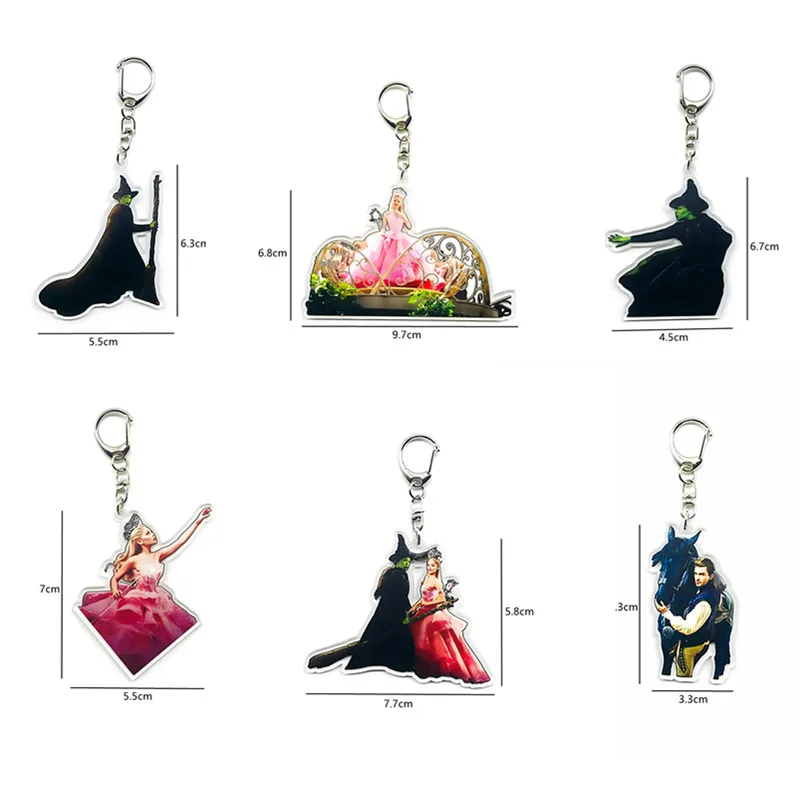 6 accesorios de llavero de bruja mágica Glinda Efba, regalo de Navidad decorativo acrílico para hombres y mujeres