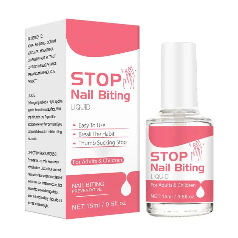 15ml Liquido per fermare le unghie 0,5fl oz Anti morso Smalto per unghie Anti morso per le unghie Per la cura dei bambini Per tutte le età Smettere di succhiare il pollice