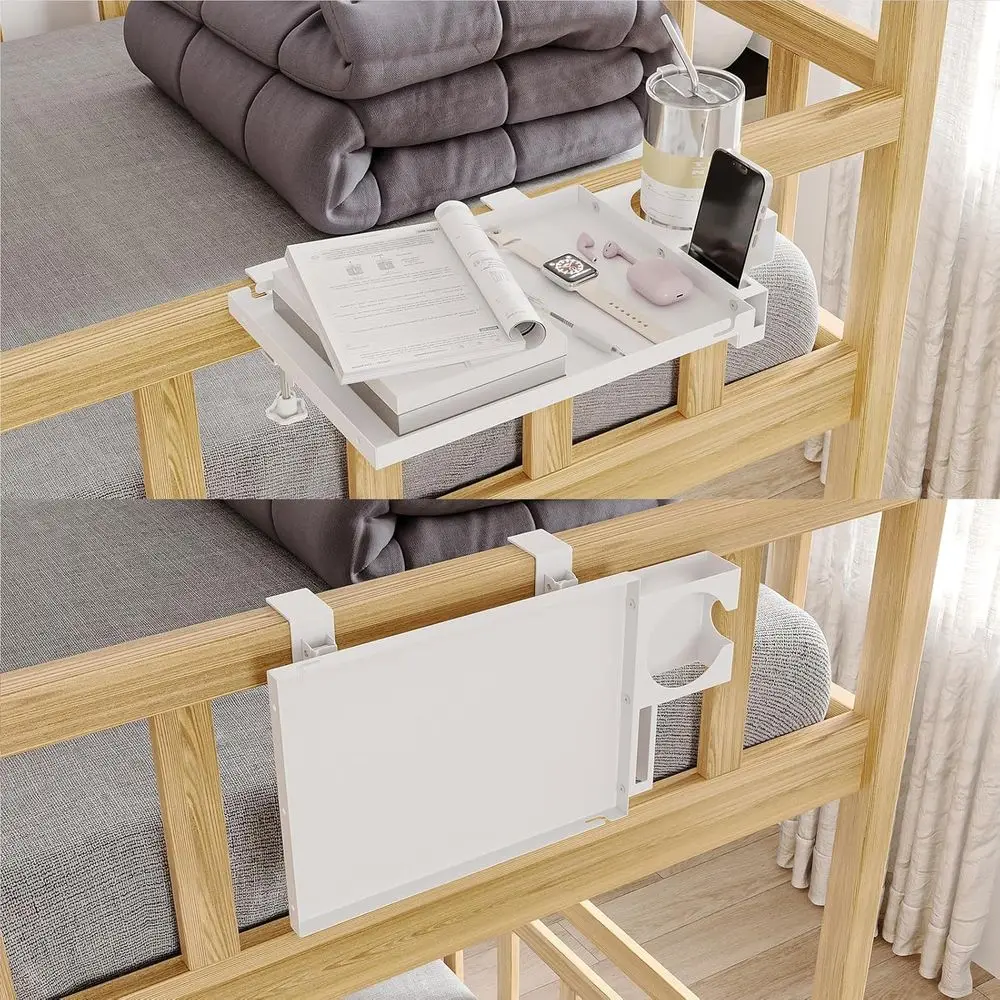 

Белая металлическая полка для кровати с подстаканником, складная полка для кровати, органайзер для двухъярусной кровати и верхнего яруса для комнат в студенческих общежитиях, унисекс, для ночного использования