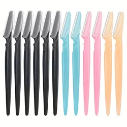 Maquinilla de afeitar para cejas de colores mezclados, recortadora segura para rostro y cuerpo, afeitadora de pelo, removedor de cejas con cubierta, juego de herramientas de maquillaje pequeñas, 12 Uds.