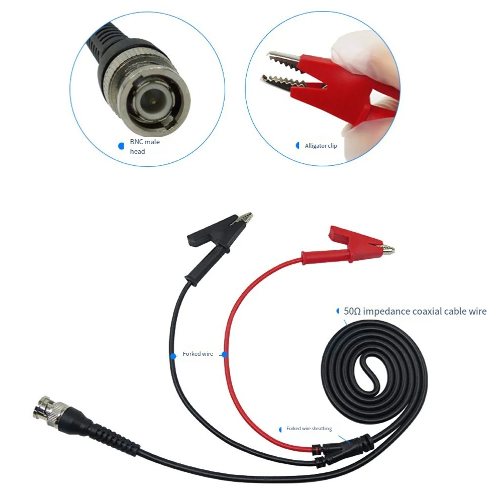 BNC Male Cable BNC Crocodile Clip Cable Testing Setup 5A Rated Current Anti-Corrosion Properties PVC Coaxial Cable