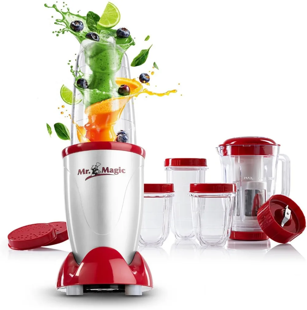 GOURMETmaxx Mezclador de señor magia |   Batidora con pack de accesorios XXL |   Batidora de tarta 18 piezas |   Con tapas herméticas un pru