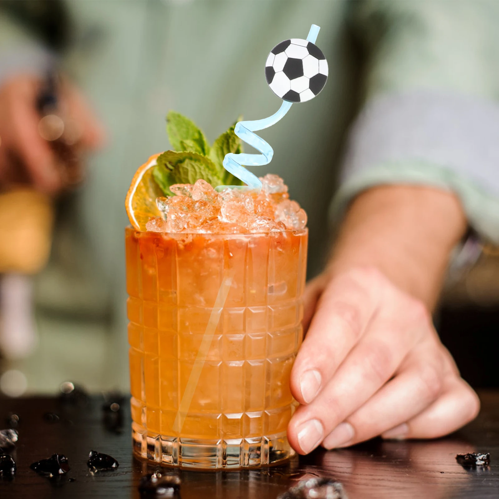 

24 Pcs Sports Theme Straws Easy Clean Kids Party Favors Birthday Basketball Football Straws Decorations Bar Accessories