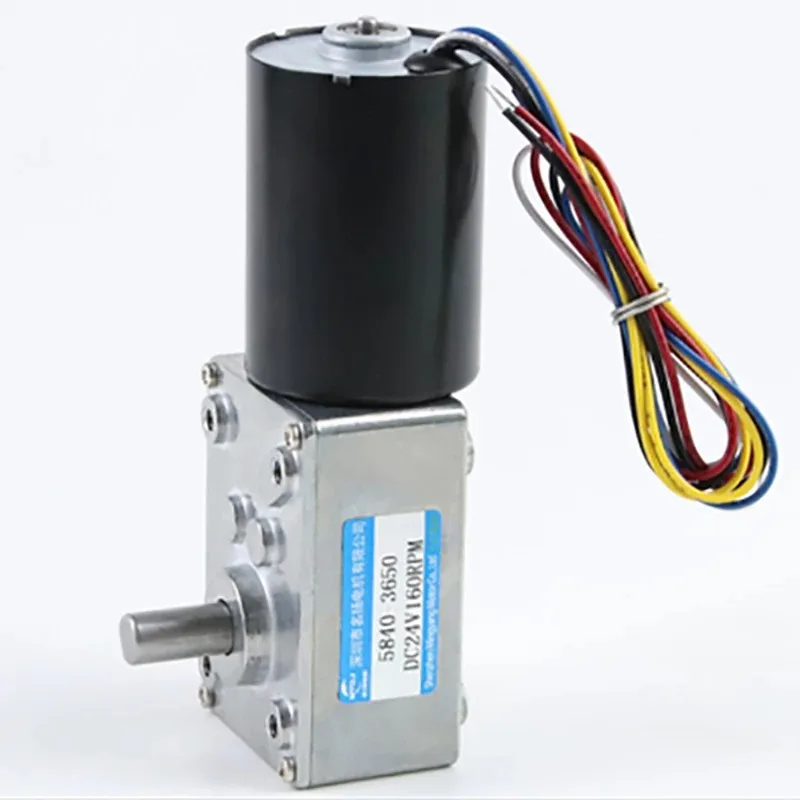 12V 24V Brushless Worm Gear DC Gear Motor 6-Wire with Brake/5-Wire no Brake Adjustable Speed Can CW CCW Electric Motor 5840-3650