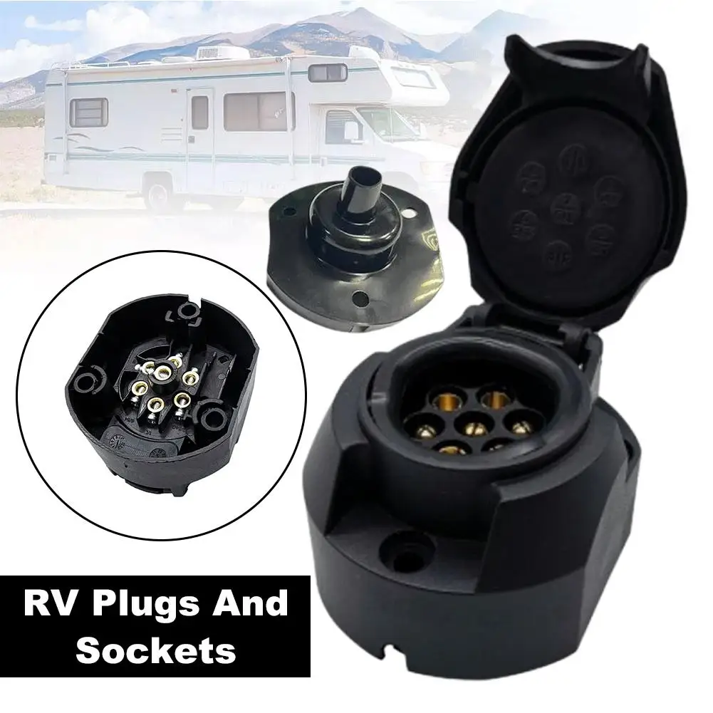 12V 7 Pin European Trailer Socket+Plug Tow Bar Connector Adapter For Car RV Truck Boat Caravans Transfer Signal Adapter Tool
