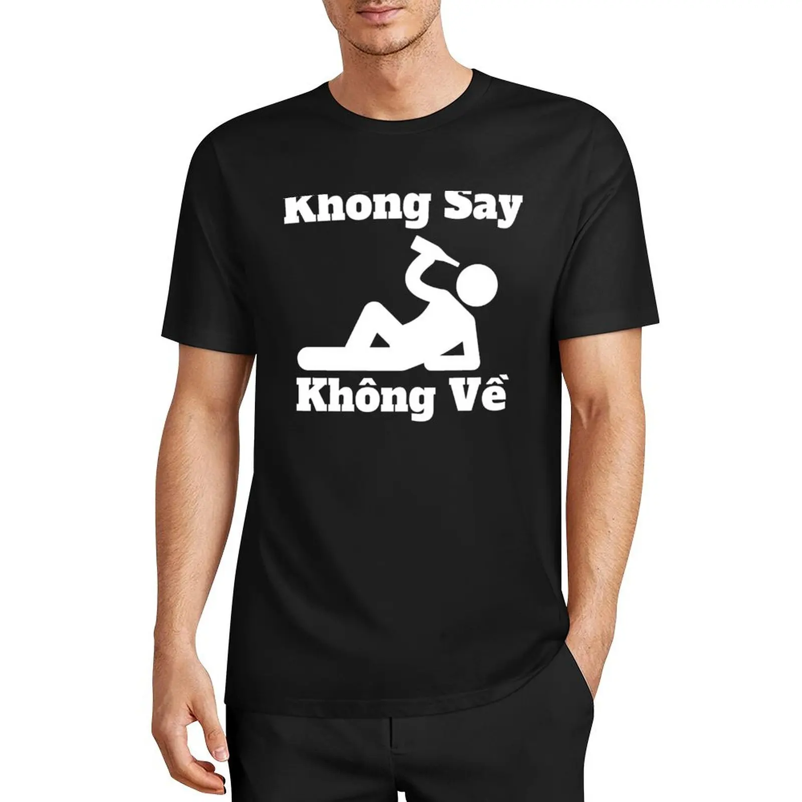 

Khng Say Khng V -Не пьян, не оставляет футболку, кавайная одежда, черная футболка для мужчин
