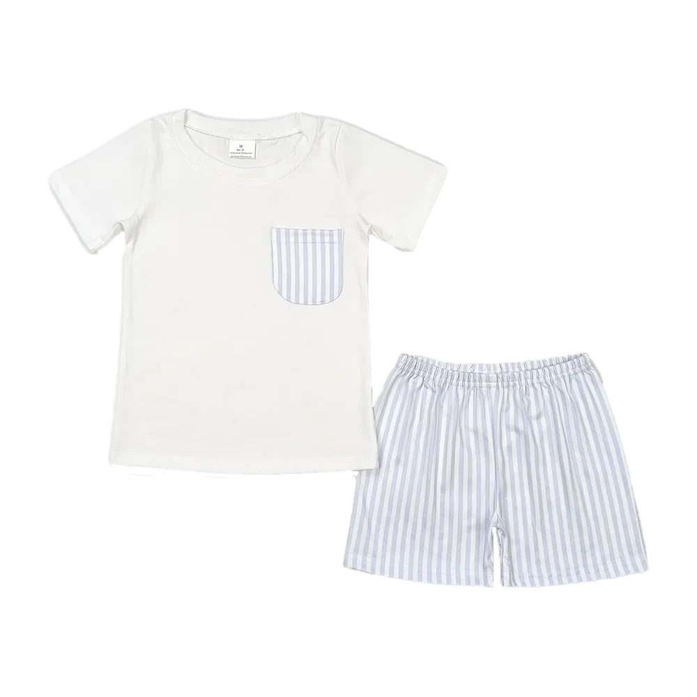 

Baby Boys White Shirt Top Stripes Shorts Clothes Sets