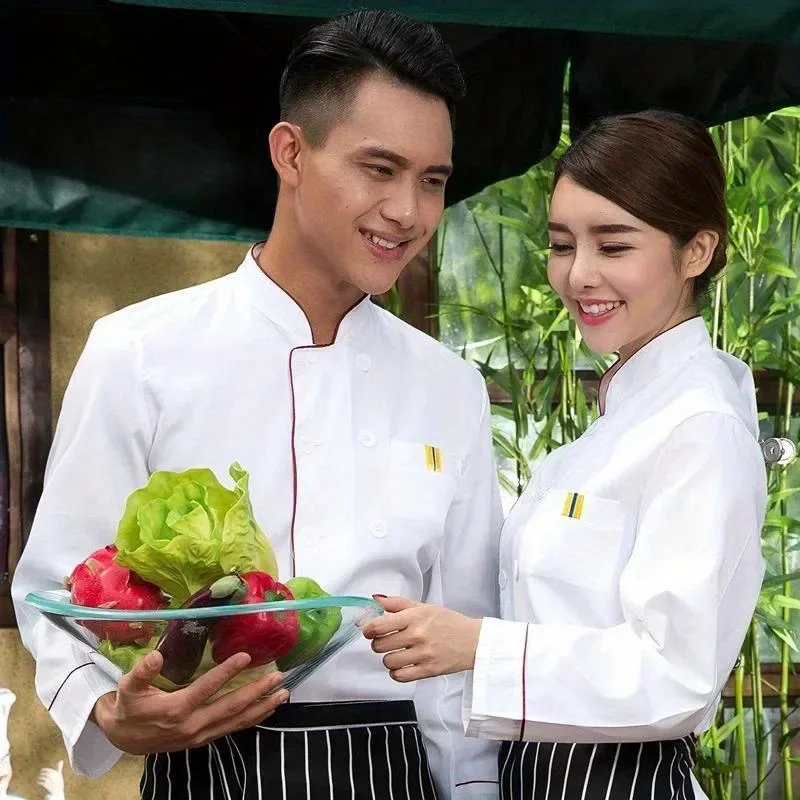 

Restaurant Kitchen Clothing Hotel Chef Overalls Autumn and Winter Hotel Chef Uniforms Long Sleeves Breathable and Easy To Clean