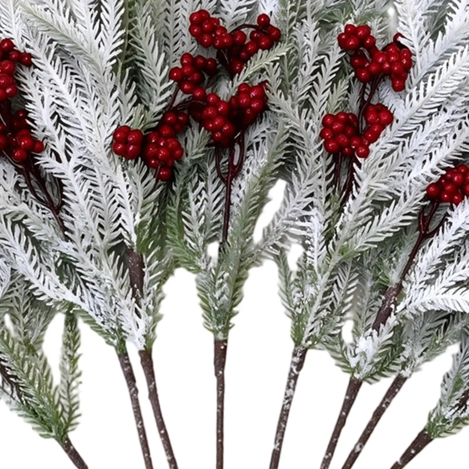 Christmas Greenery Picks 8 Pieces Realistic Artificial Real Touch Floral Arrangements Christmas Stems Faux Pine Branches For