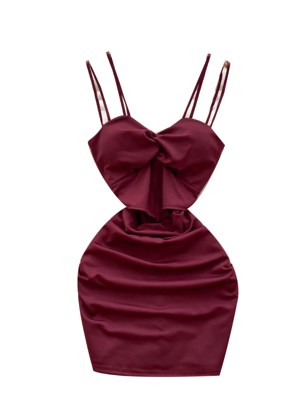 Foamlina American Sling Suspender Dress for Women\'s Summer Navel Exposed Slim Show Thin Wine Red Sexy Short Spaghetti Dresses