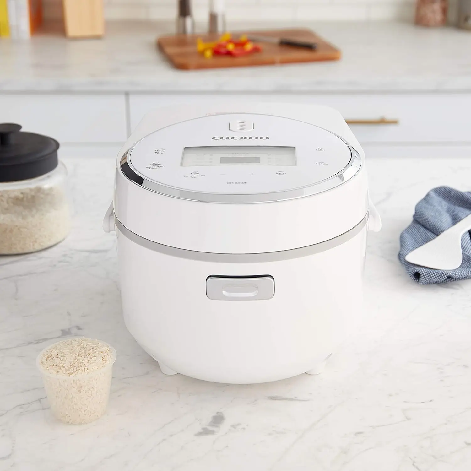 Rice Cooker  9 Menu Options: White Rice, Cake, Soup & More, Nonstick Inner Pot, Designed in Korea | White