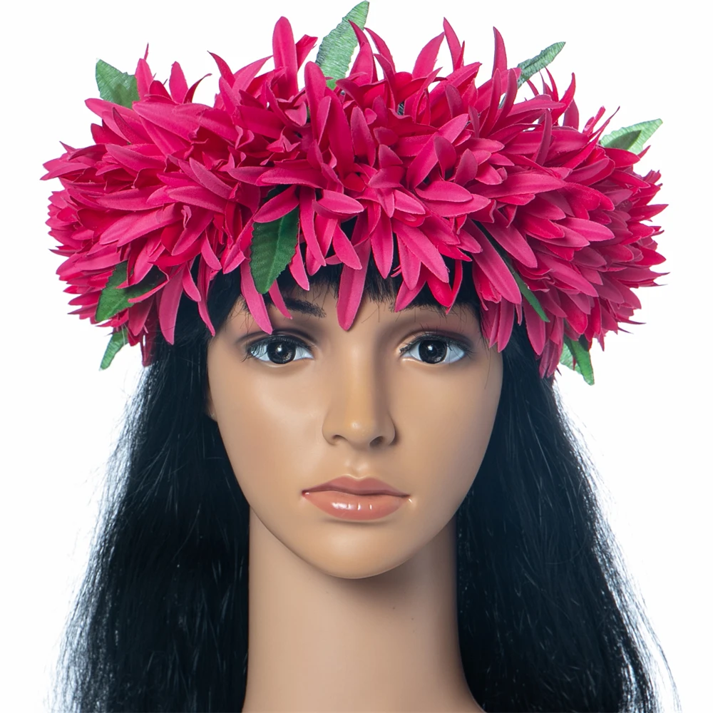 NUOVA ghirlanda floreale con fascia Haku di fiori di giglio di ragno di seta artificiale hawaiana per la festa del festival di danza Hula