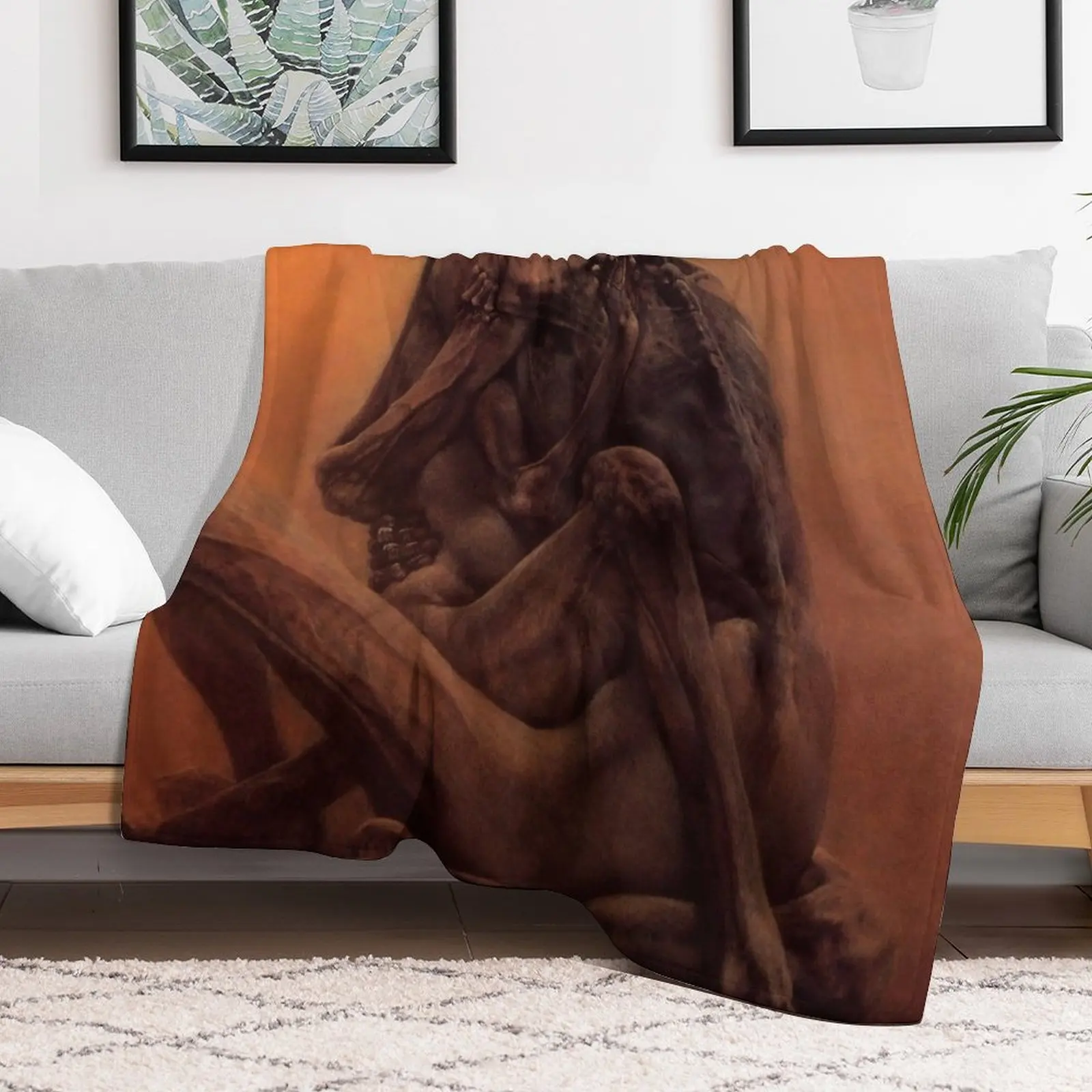 Untitled (The lovers) by Zdzislaw Beksinski Throw Blanket Luxury Designer Summer Beddings Blankets