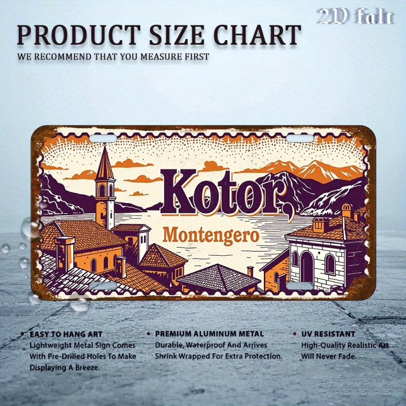 لافتة فنية جدارية معدنية مسطحة من الألومنيوم بتصميم كلاسيكي ثنائي الأبعاد - طباعة عالية الدقة لمنظر طبيعي كوتور مونتيني، ديكور متين على الطراز الصناعي للمكتب المنزلي #5