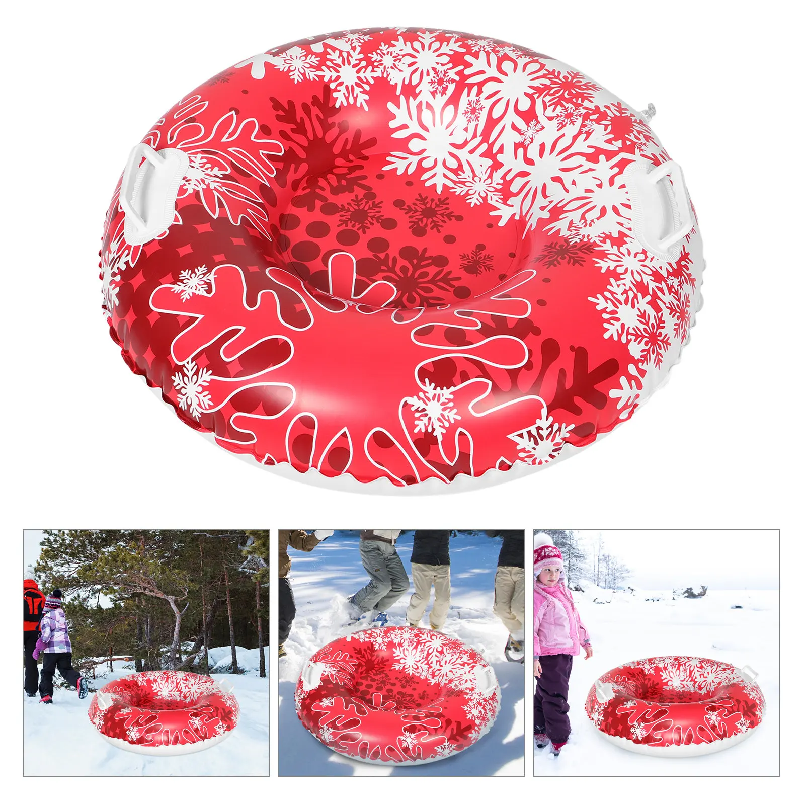 

PVC Inflatable Snow Tube for Winter Outdoor Sports Kids Sled with Sturdy Handles Portable Lightweight Sledding Ride Fun