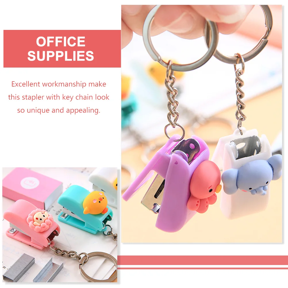 

5Pcs Animal Stapler Keychain Mini Handheld Press Staples Unique Gift Office Supplies Office Supplies Animal Stapler