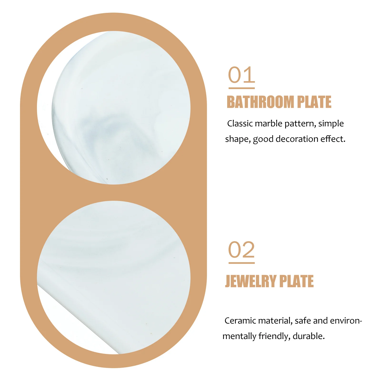 

Marble Grain Storage Tray For Bathroom White Jewelry Plate Holder Small Space Jewelry Tray For Bathroom Saver Towel Organizer