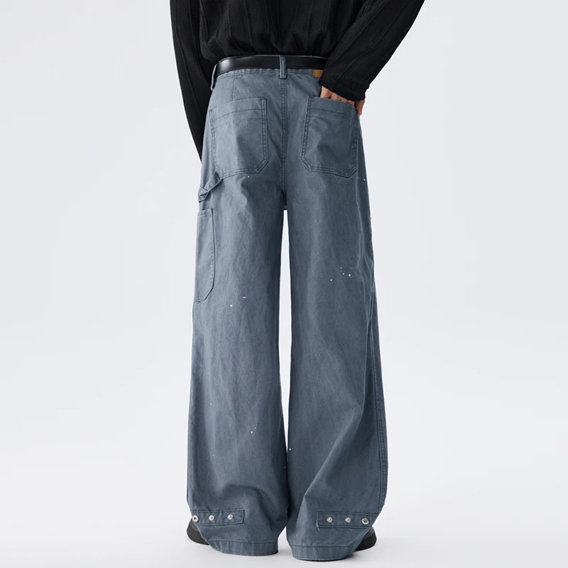 미국 스트리트웨어 카고 진 남성 힙합 루즈 캐주얼 스트레이트 데님 배기 팬츠 시티보이 와이드 레그 바지