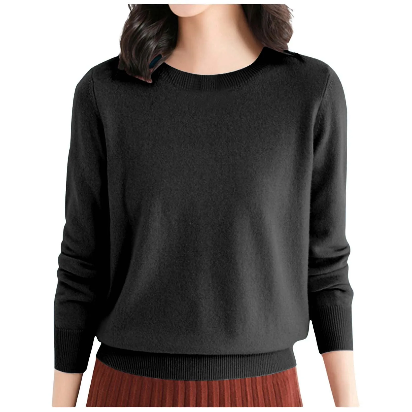 Women'S Casual Loose Fit Pullover Knitted Sweater Low Cut Round Neck Lightweight Top For Fall Winter Casual Knitted Outwear 2024