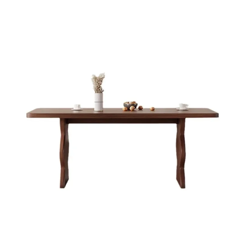 

French retro all-solid wood dining table family American wabi-sabi mid-ancient high-end cream rectangle