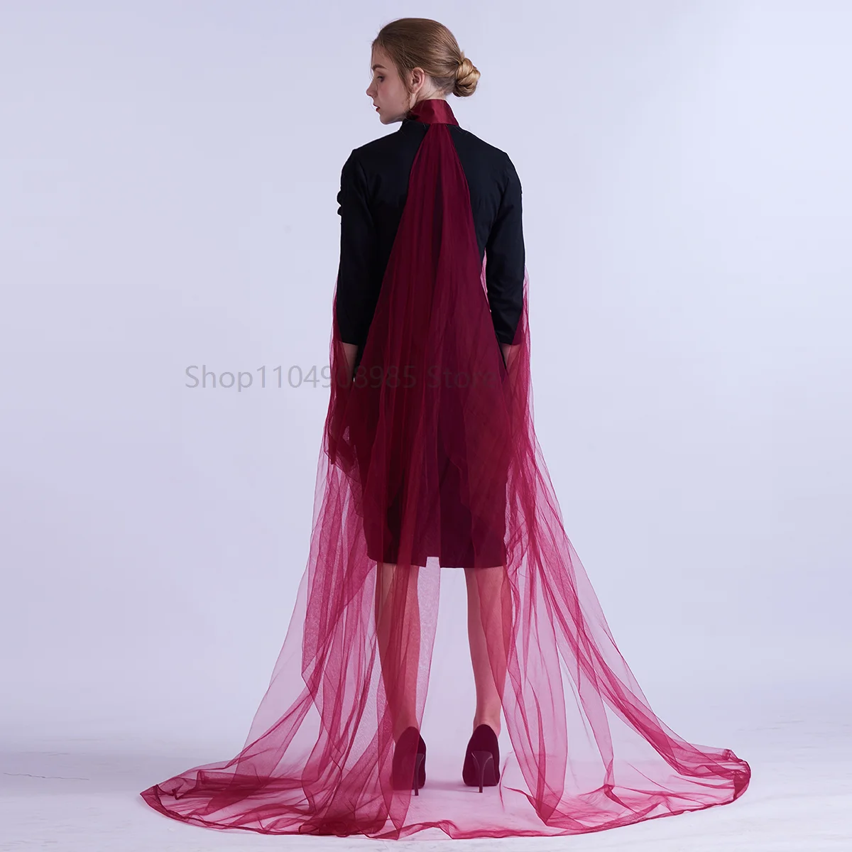 

Vintage Elf Cape for Women Soft Mesh Mantle Cloak Cape Full Length Tulle Gothic Bridal Cloak Off Shoulder Medieval Capelet