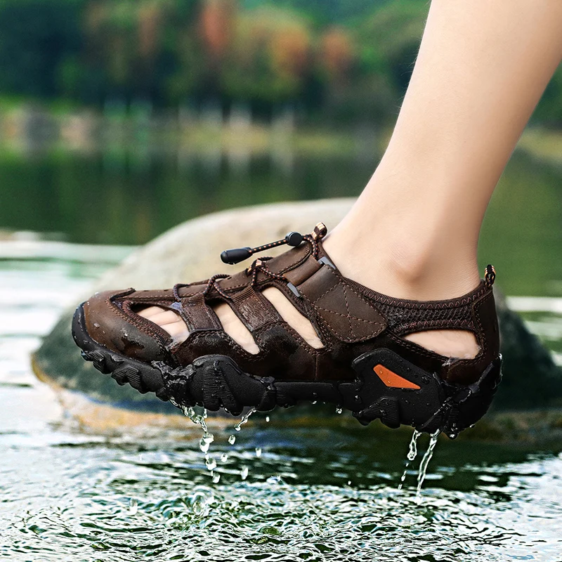 Male Outdoor Upstream Shoes Anti-slippery Mountain Hiking Sneakers for Men Breathable Youth River Walking Aqua Water Sandals