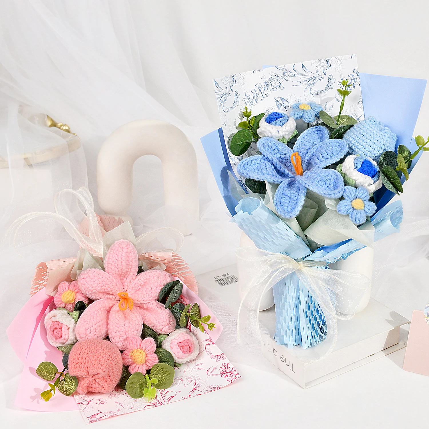 باقة توليب كروشيه مصنوعة يدويًا، باقة زهور كروشيه لعيد الأم وعيد الميلاد وعيد الشكر وهدية التخرج وديكور المنزل #2